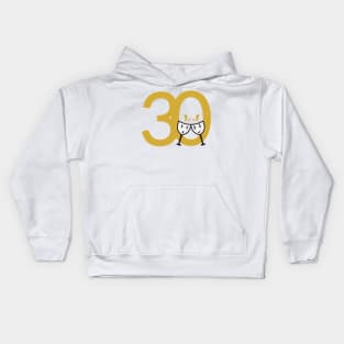 30th Birthday Large Numbers and Cute Wine Glasses Kids Hoodie